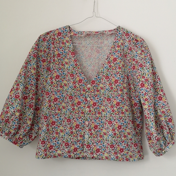 Top crop with big sleeve 100% organic cotton new handmade made in Canada XS - Picture 4 of 6